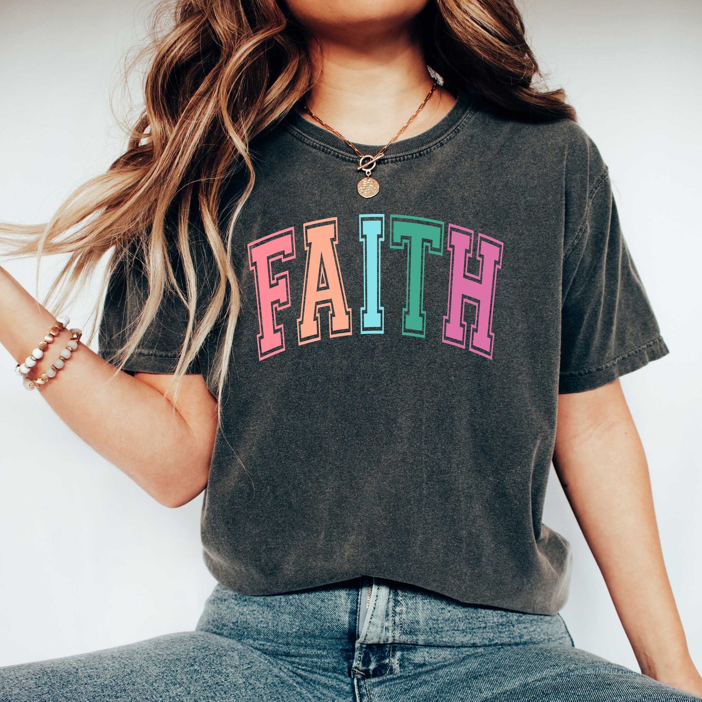Faith Block Colorful | Garment Dyed Tee