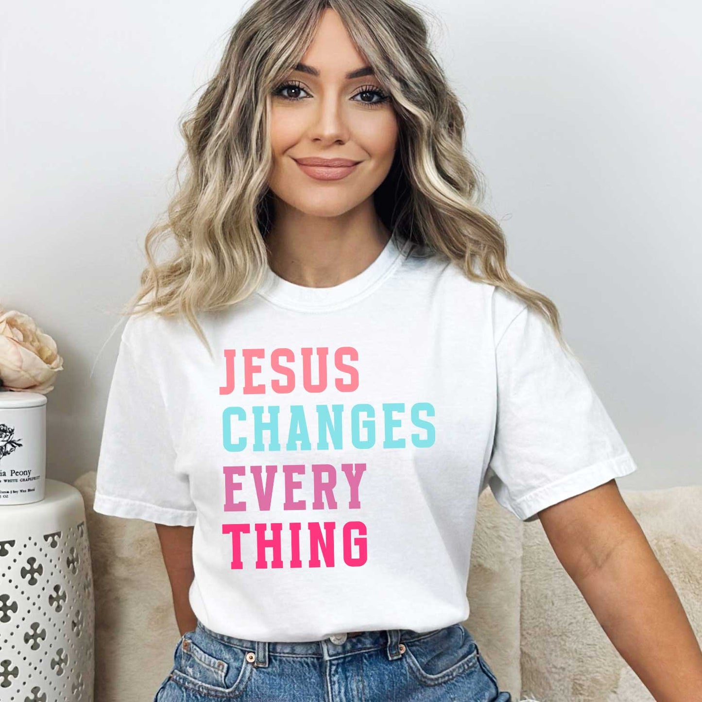 Jesus Changes Block Colorful | Garment Dyed Tee