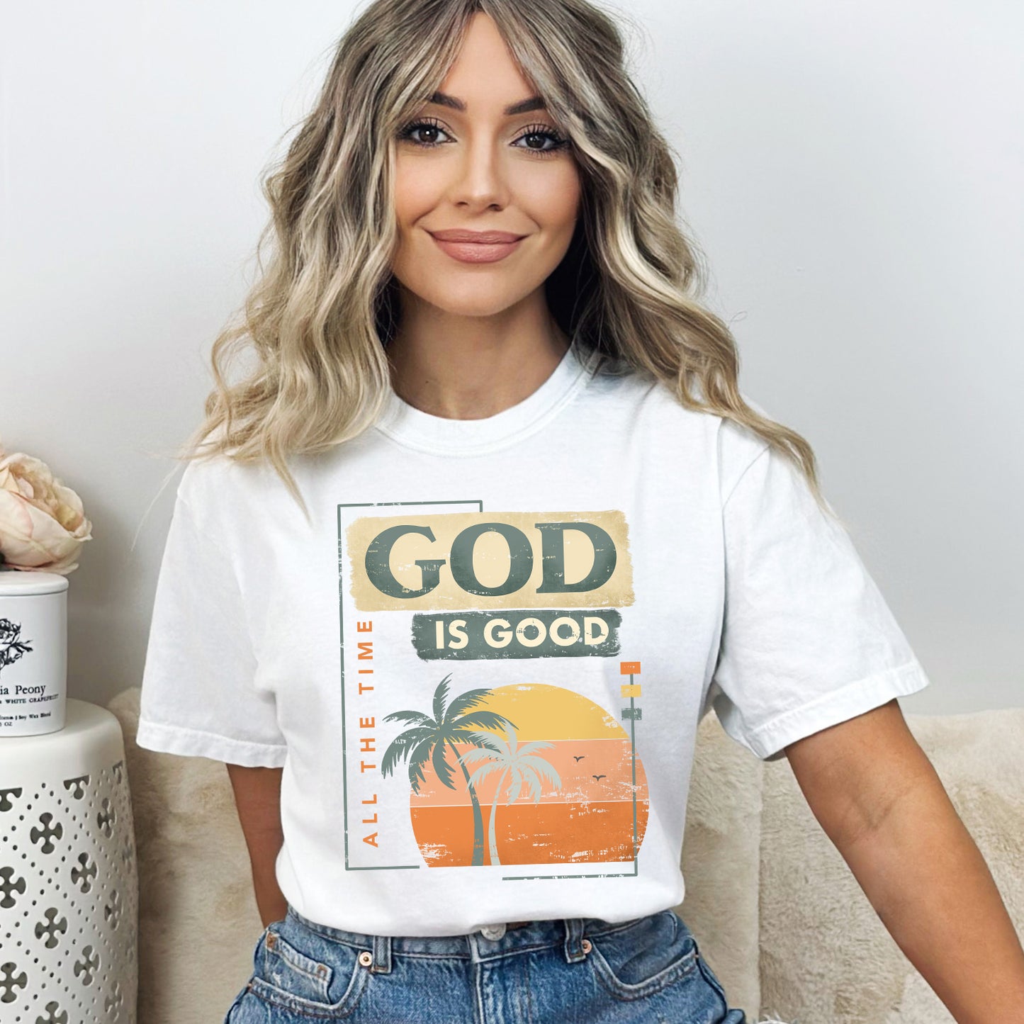 God Is Good Sunset | Garment Dyed Tee