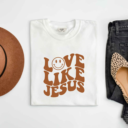 Love Like Jesus Smiley Face | Garment Dyed Tee