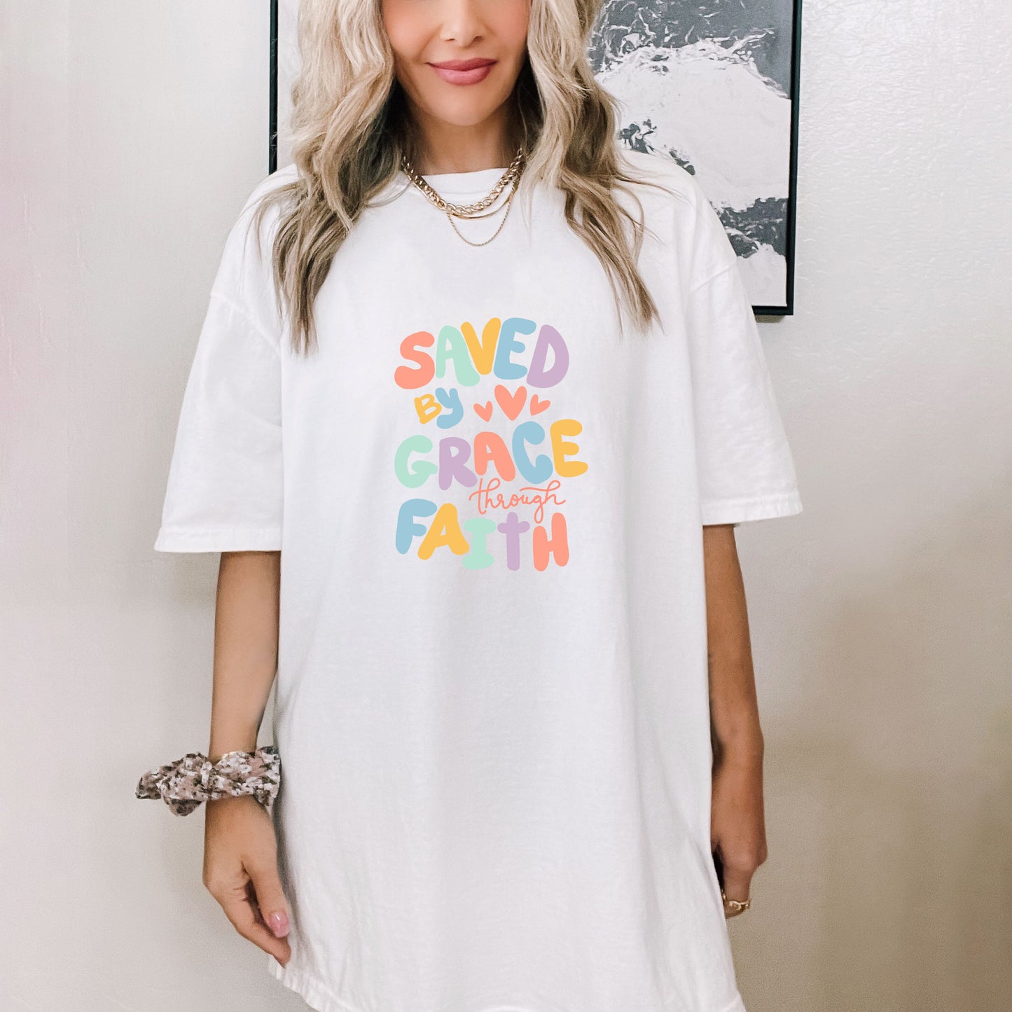 Saved By Grace Hearts | Garment Dyed Tee