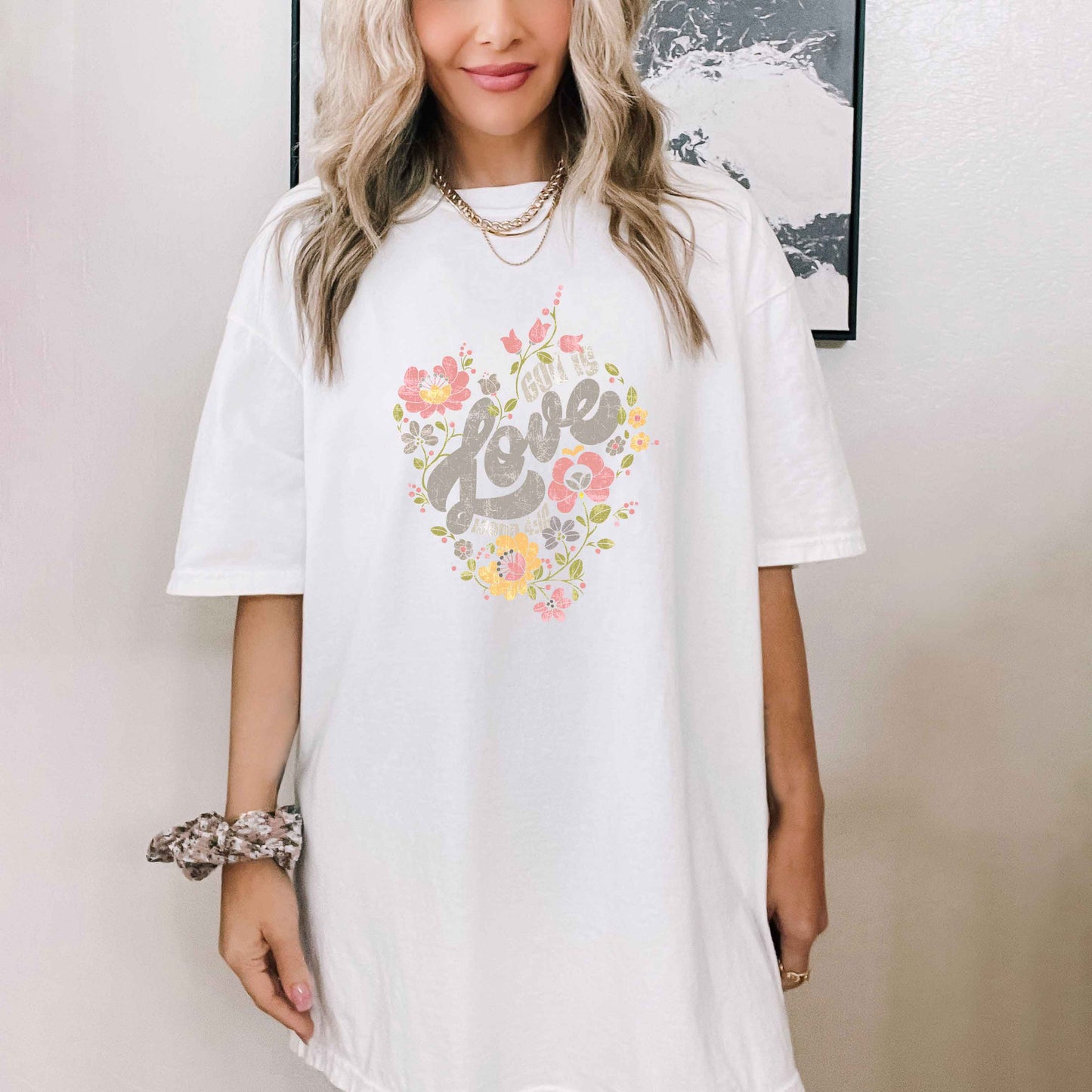 God Is Love Flowers | Garment Dyed Tee