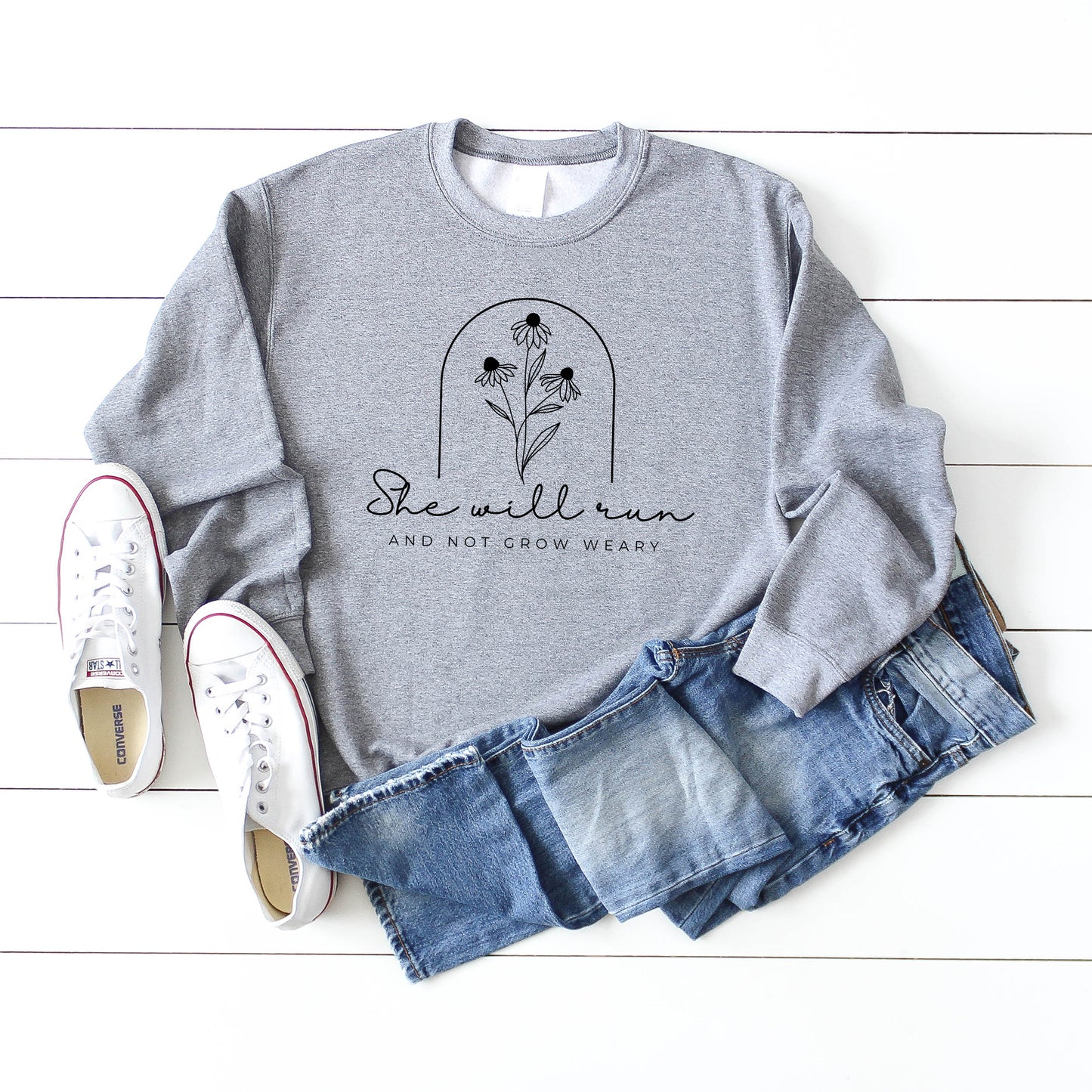 She Will Run Flowers | Graphic Sweatshirt