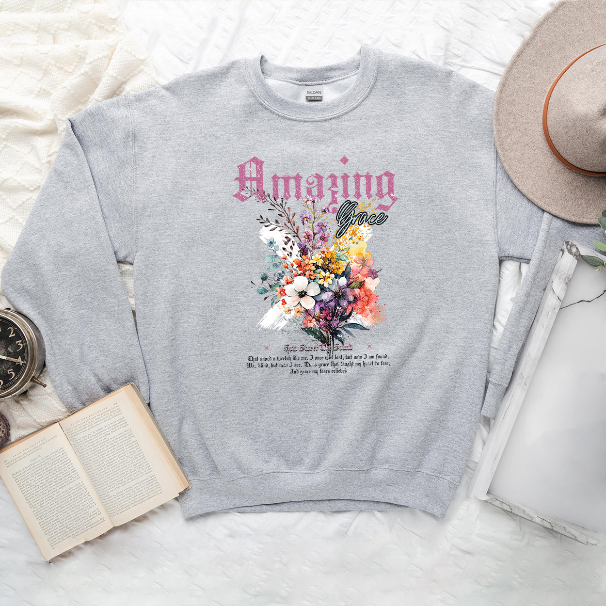 Amazing Grace Floral Bouquet | Graphic Sweatshirt