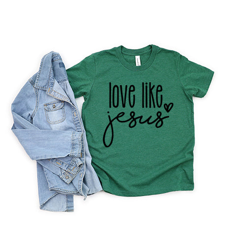 Love Like Jesus Cursive Heart | Youth Short Sleeve Crew