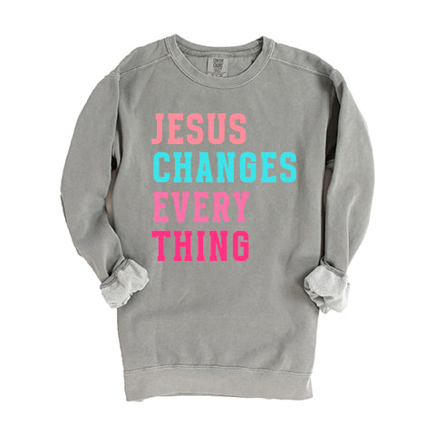 Jesus Changes Block Colorful | Garment Dyed Sweatshirt