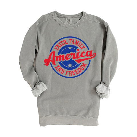 Faith Family Freedom America | Garment Dyed Sweatshirt