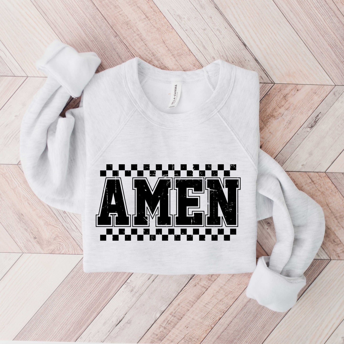 Amen Checkered | Bella Canvas Premium Sweatshirt