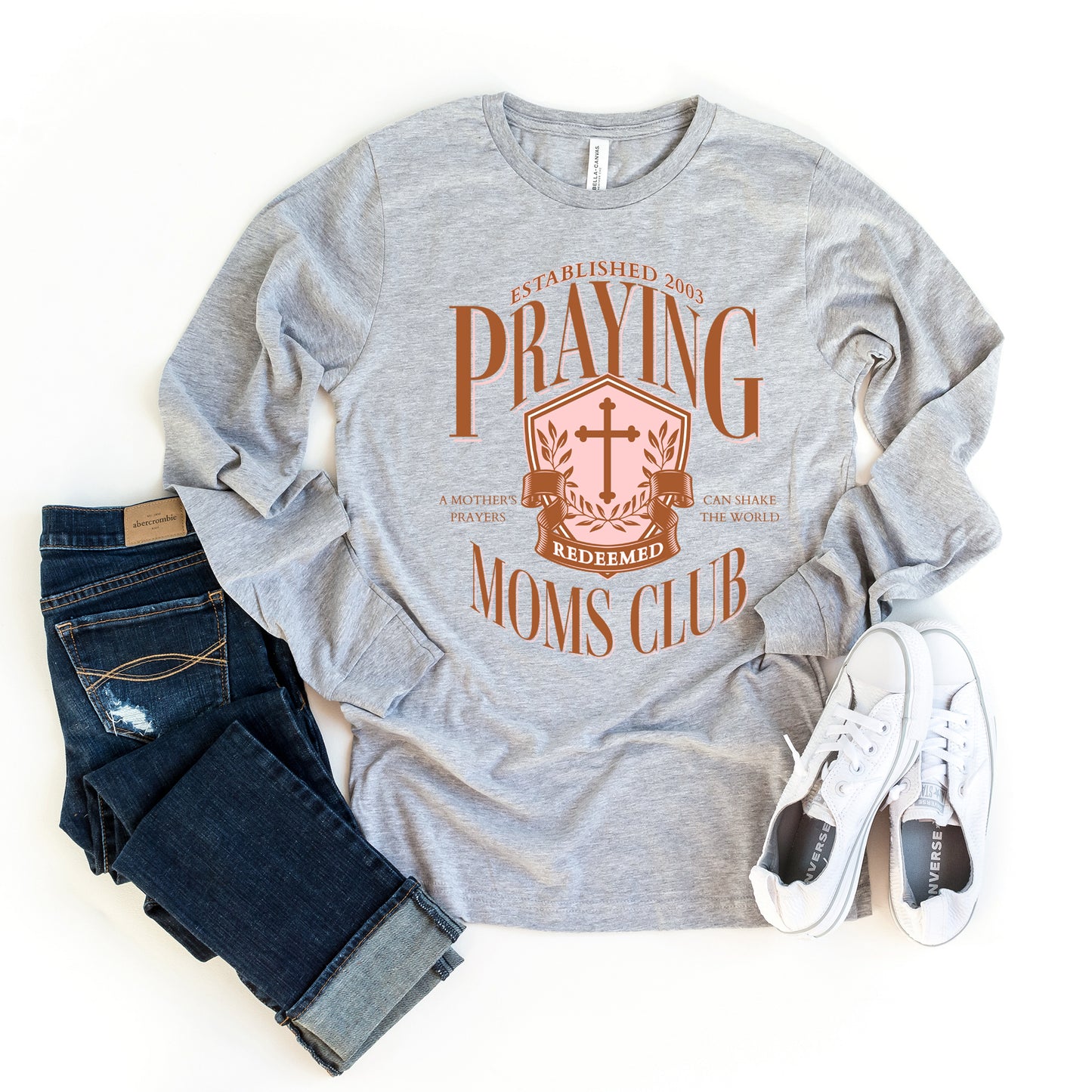 Praying Moms Club Cross | Long Sleeve Crew Neck