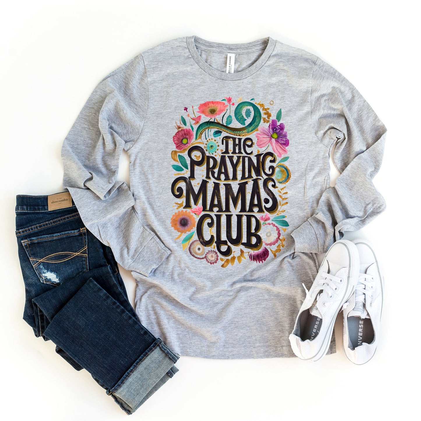 Praying Mama Club Floral | Long Sleeve Crew Neck