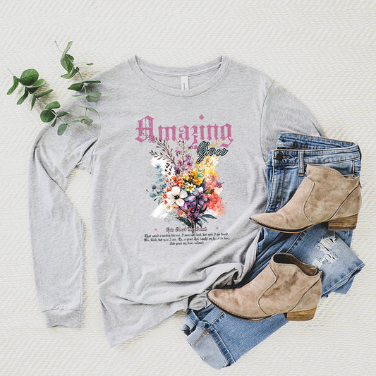 Amazing Grace Floral Bouquet | Long Sleeve Crew Neck