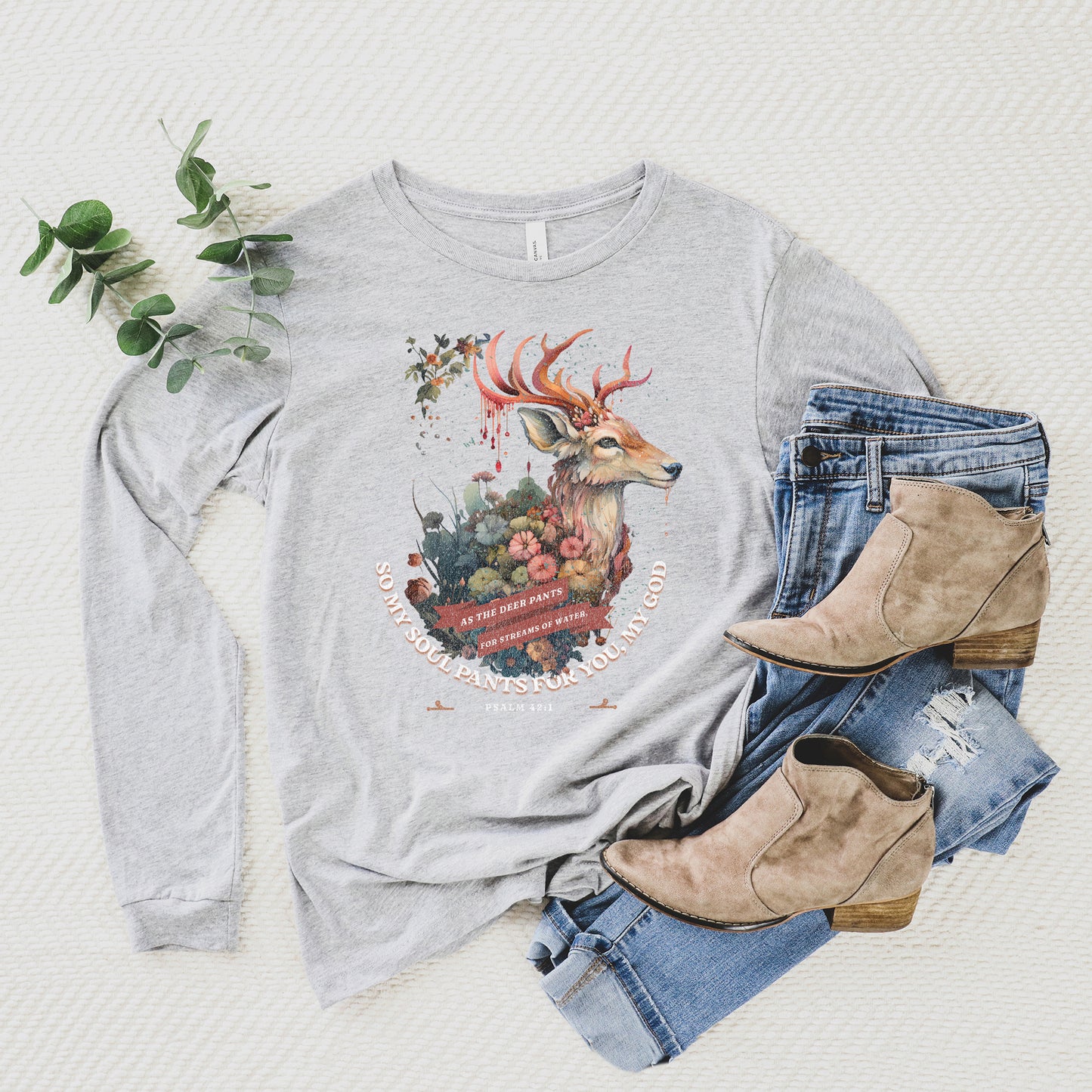 Deer Floral | Long Sleeve Crew Neck