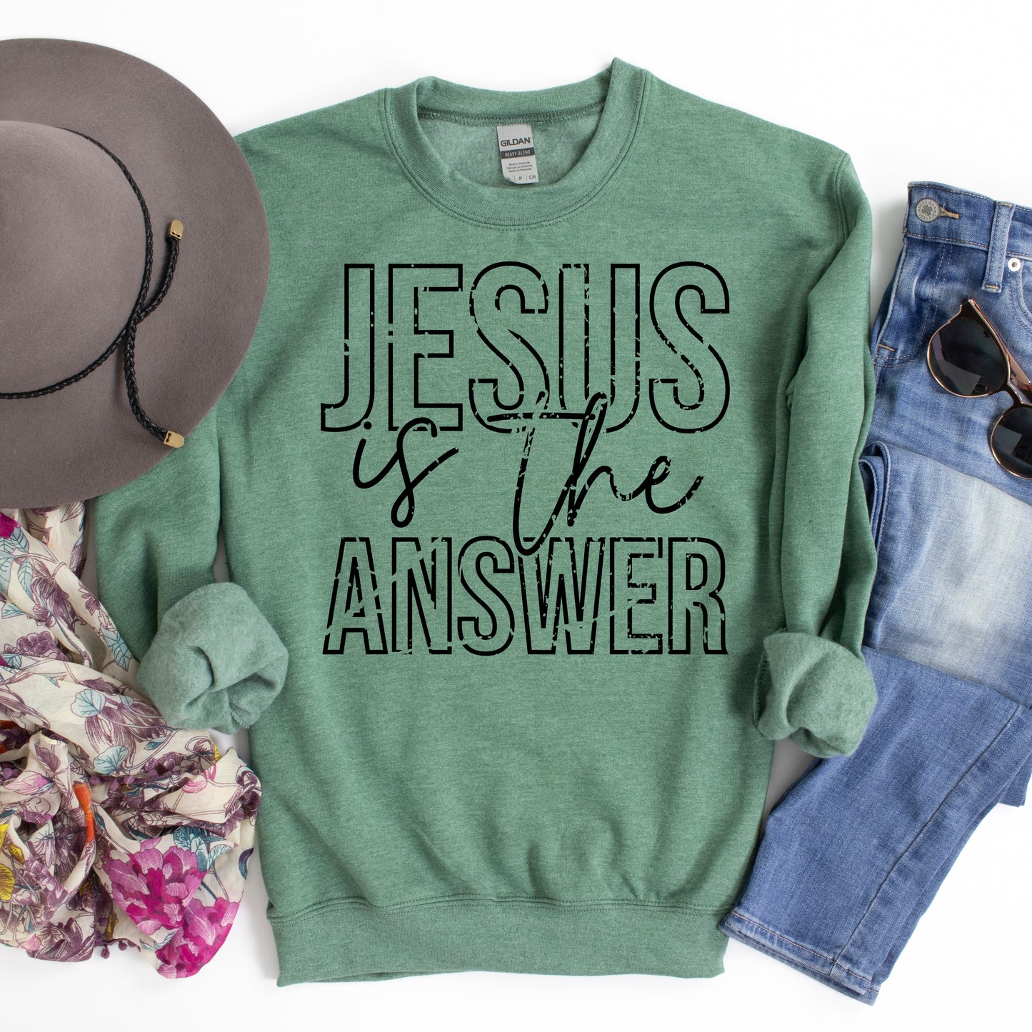 Jesus Is The Answer Block | Sweatshirt