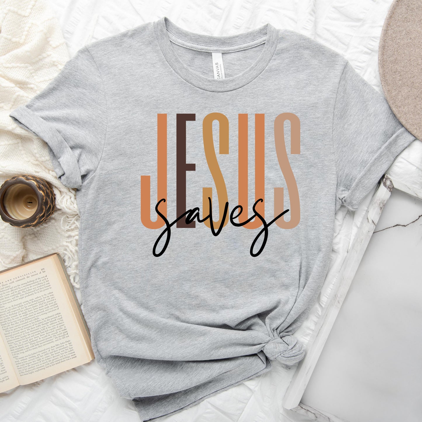 Jesus Saves Cursive | Short Sleeve Crew Neck