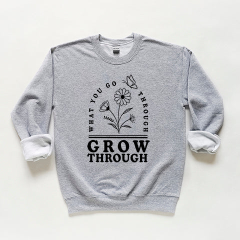 Grow Through What You Go Through Flowers | Youth Sweatshirt