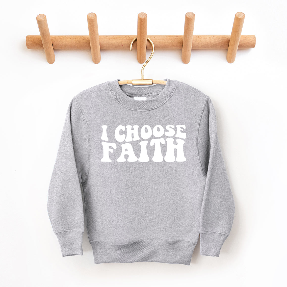 Retro I Choose Faith Wavy | Youth Sweatshirt