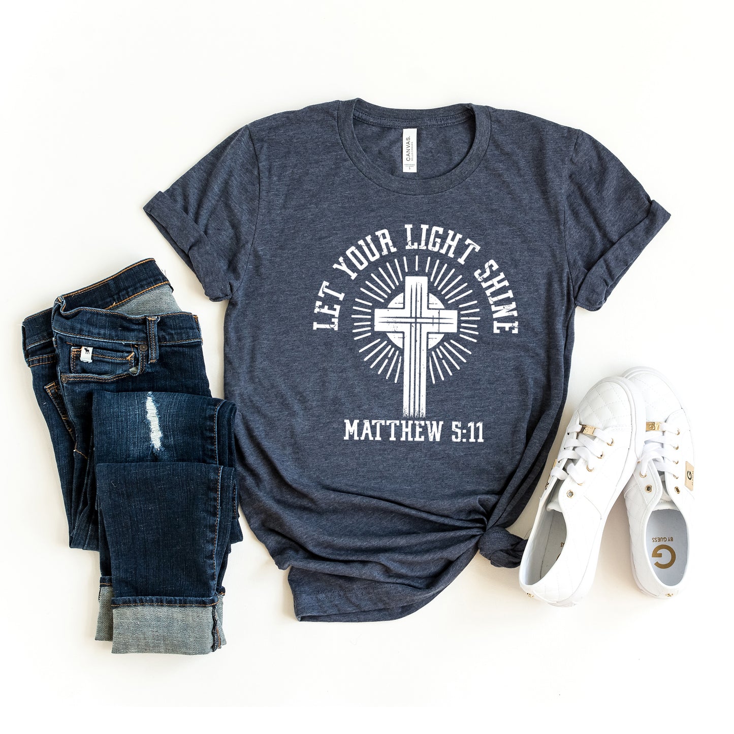 Let Your Light Shine Cross | Short Sleeve Crew Neck