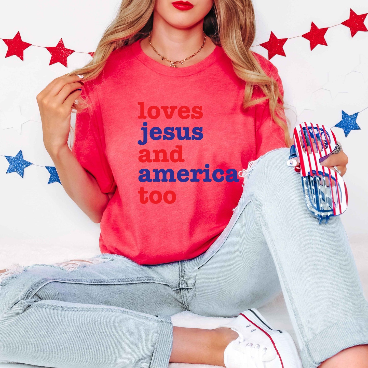 Loves Jesus and America | Short Sleeve Crew Neck