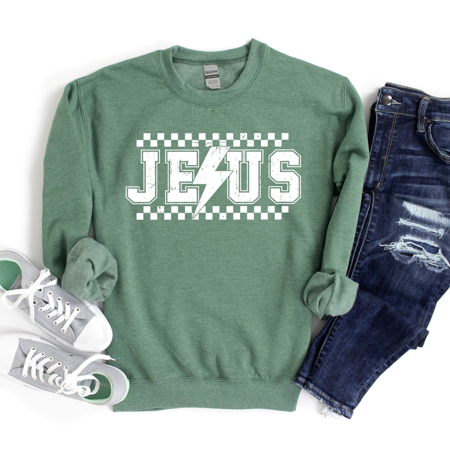 Jesus Checkered Bolt | Sweatshirt