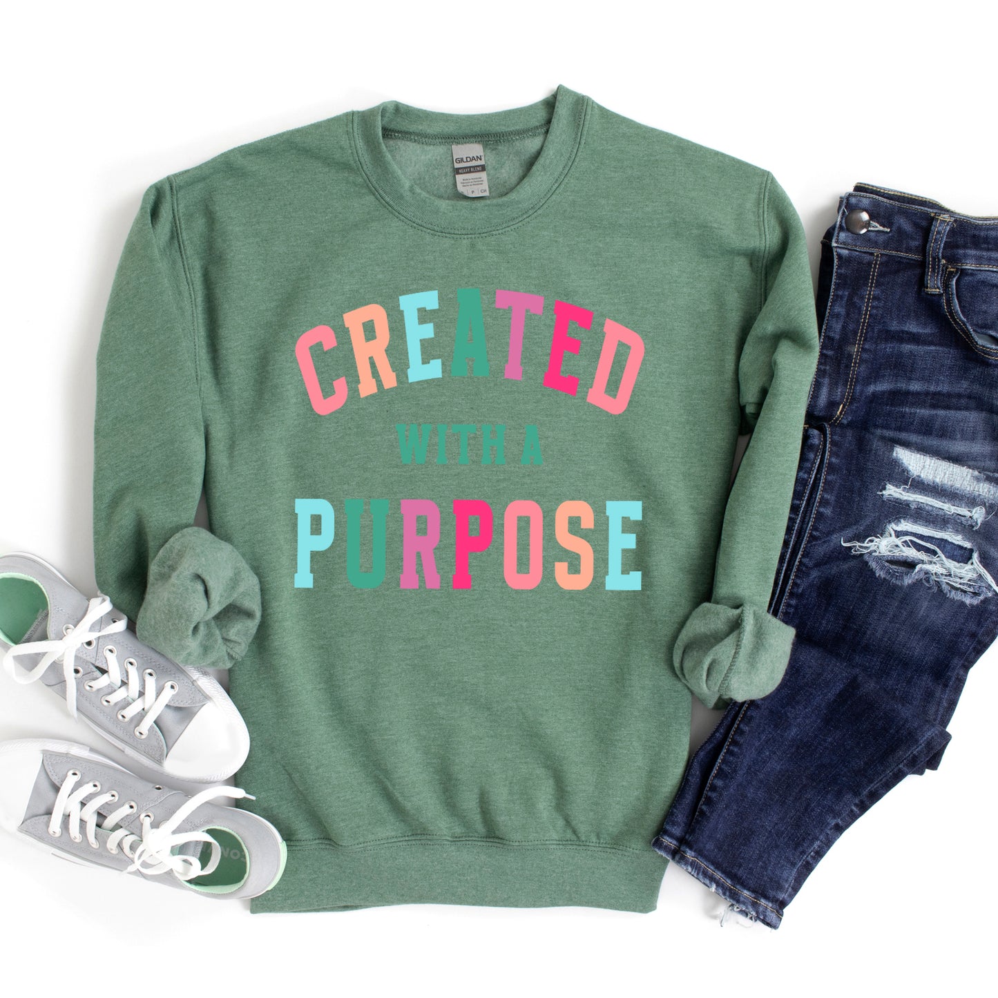 Created With A Purpose Colorful | Graphic Sweatshirt