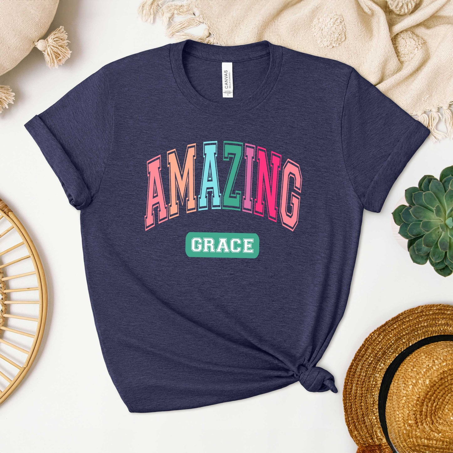 Grace Block Colorful | Short Sleeve Crew Neck