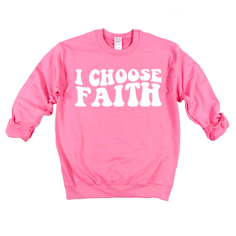 Retro I Choose Faith Wavy | Youth Sweatshirt