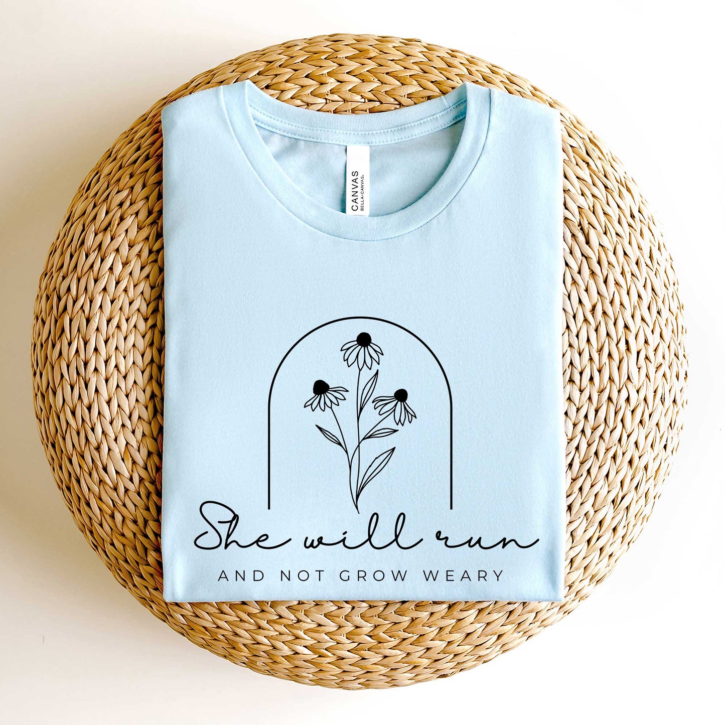 She Will Run Flowers | Short Sleeve Crew Neck