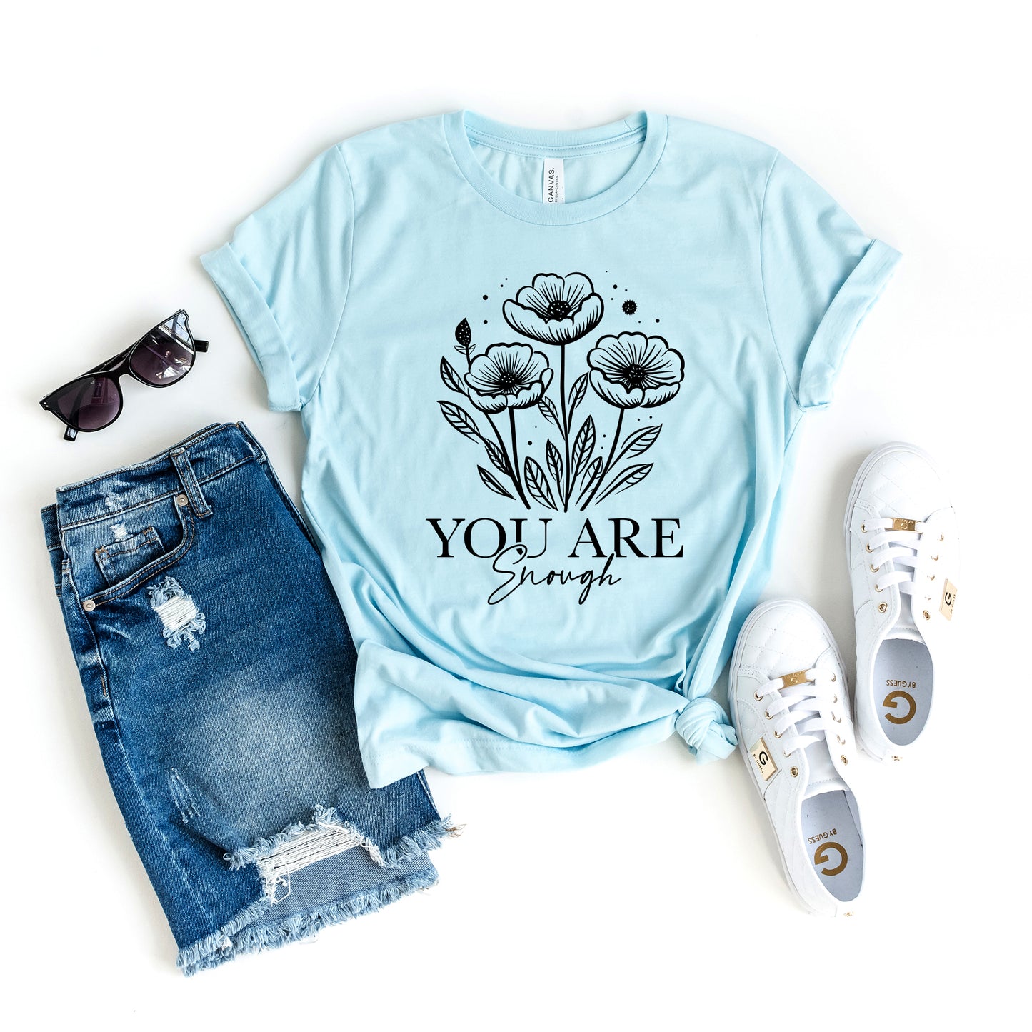 You Are Enough Floral | Short Sleeve Crew Neck