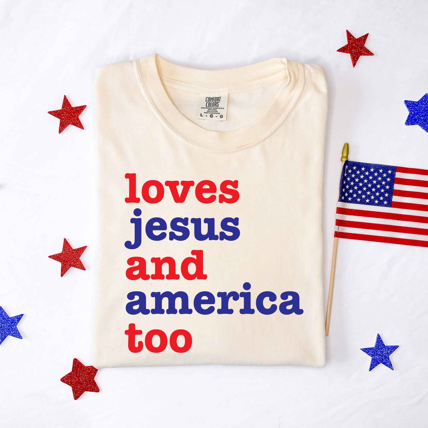 Love Jesus and America | Garment Dyed Tee