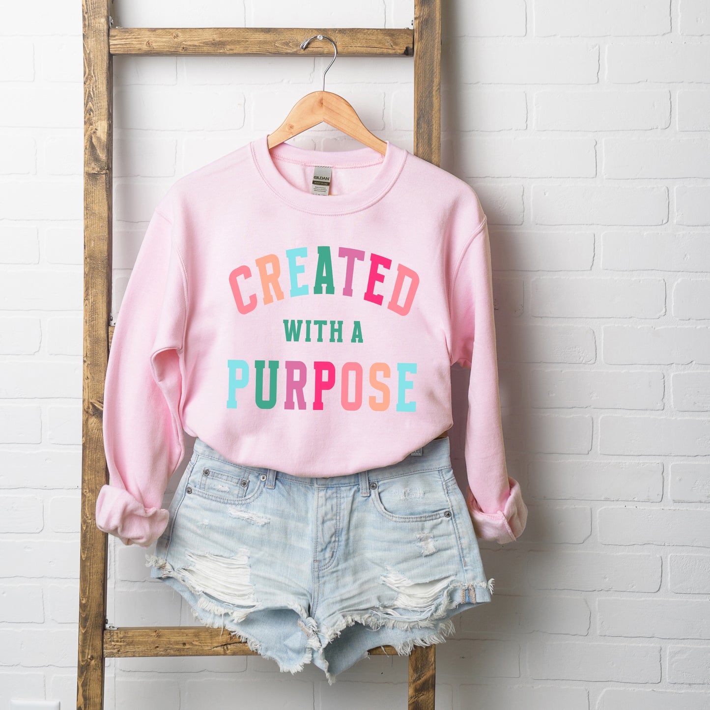 Created With A Purpose Colorful | Graphic Sweatshirt