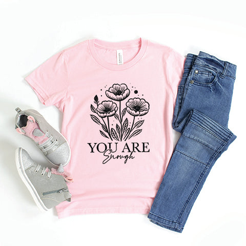 You Are Enough Floral Youth Short Sleeve Crew