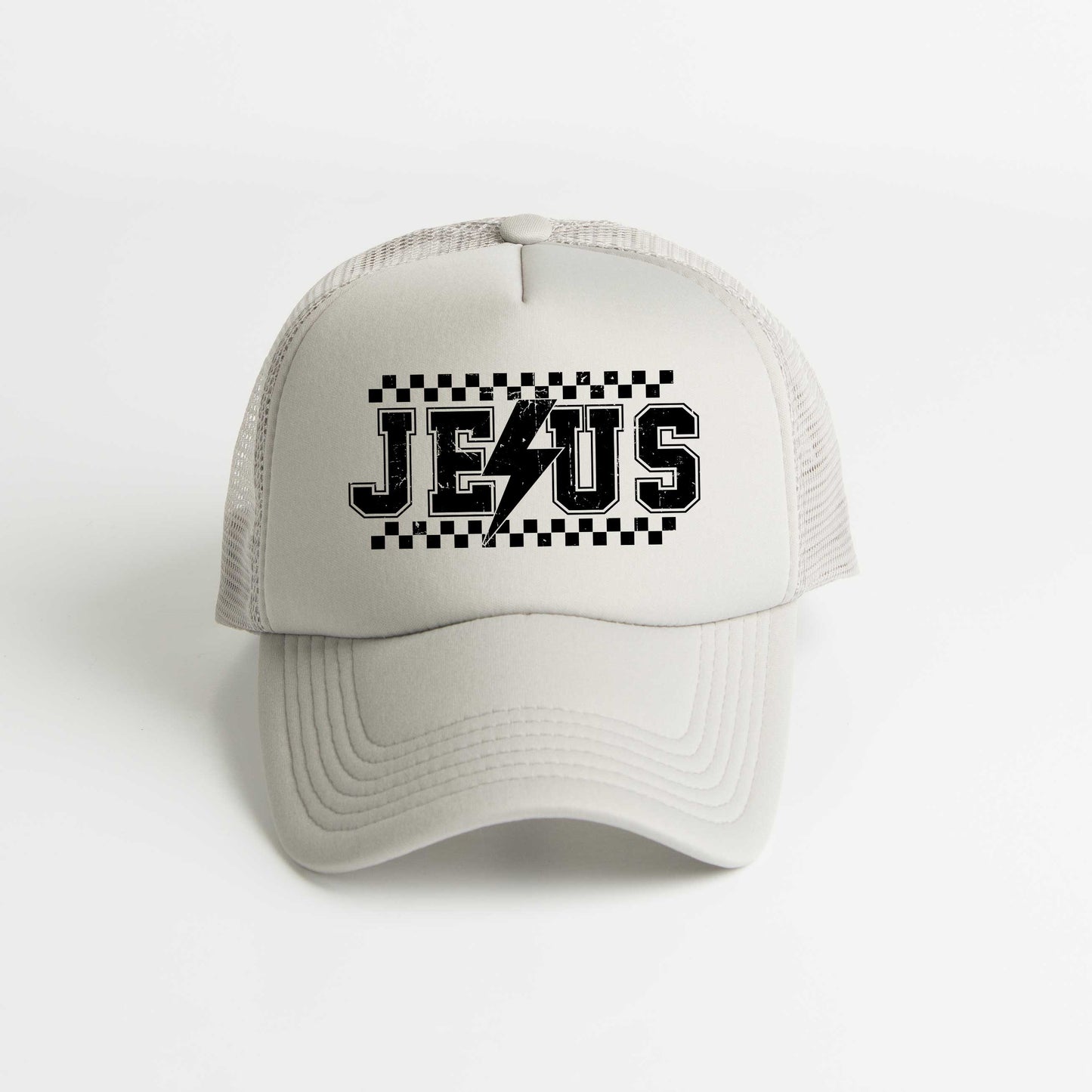 Jesus Checkered Bolt | Foam Trucker Hat