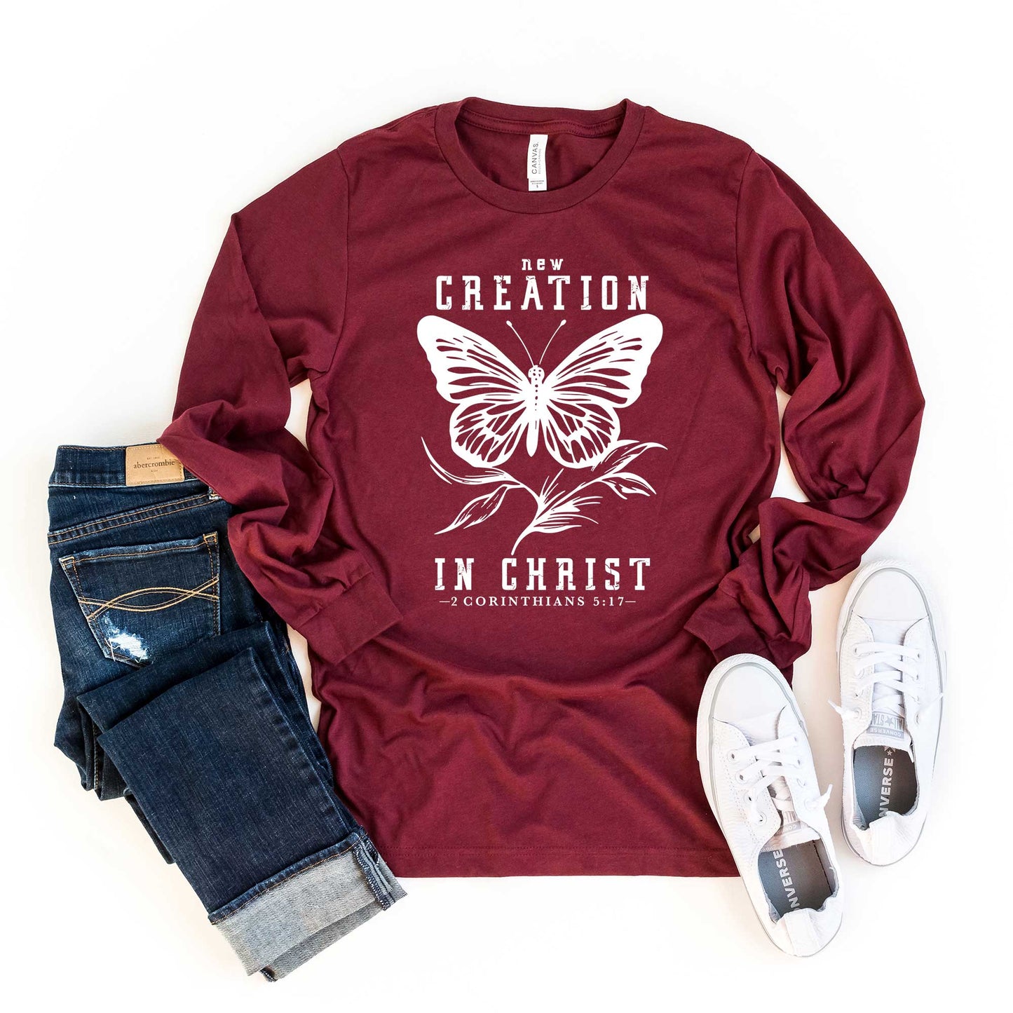 New Creation In Christ Butterfly | Long Sleeve Crew Neck