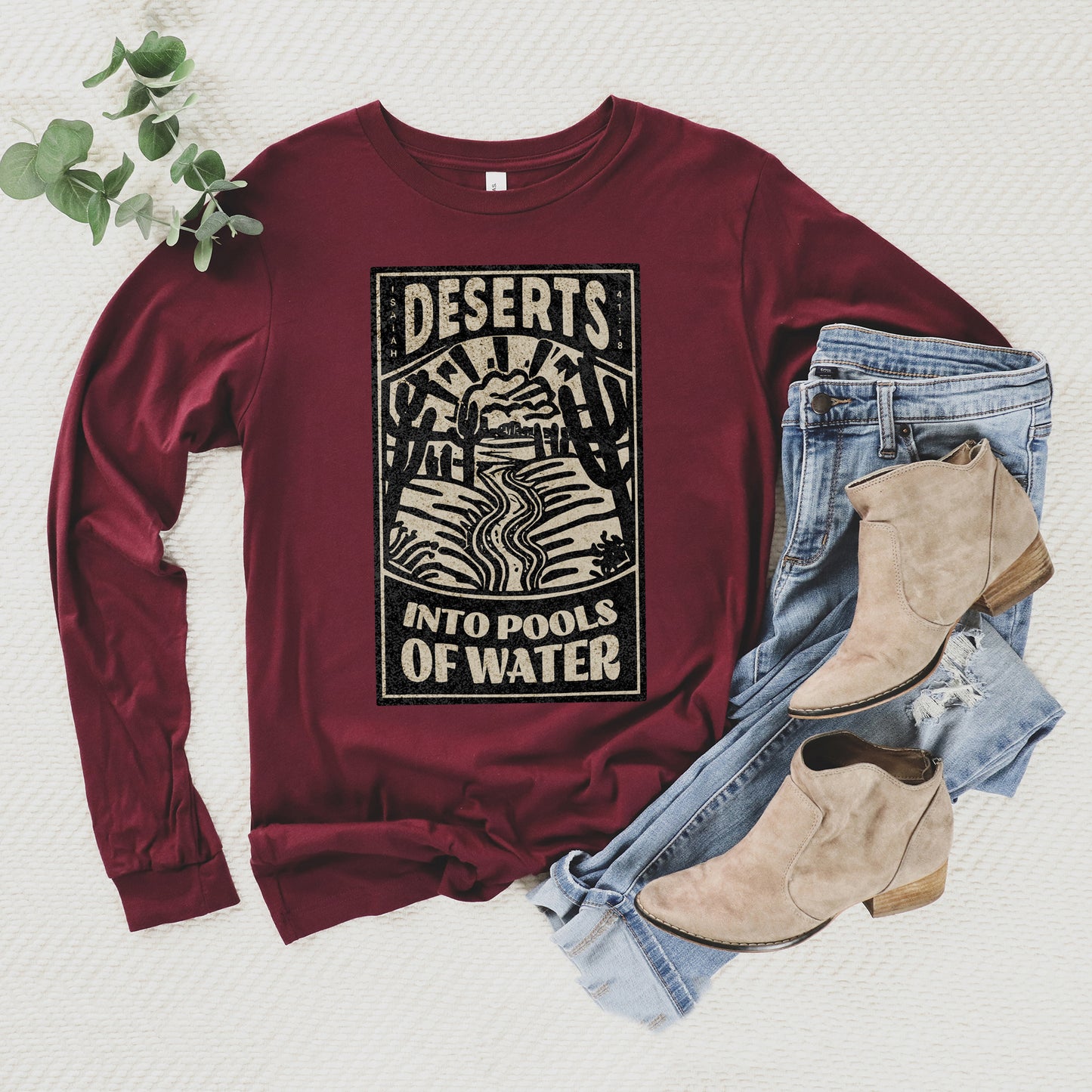 Deserts into Pools of Water | Long Sleeve Crew Neck