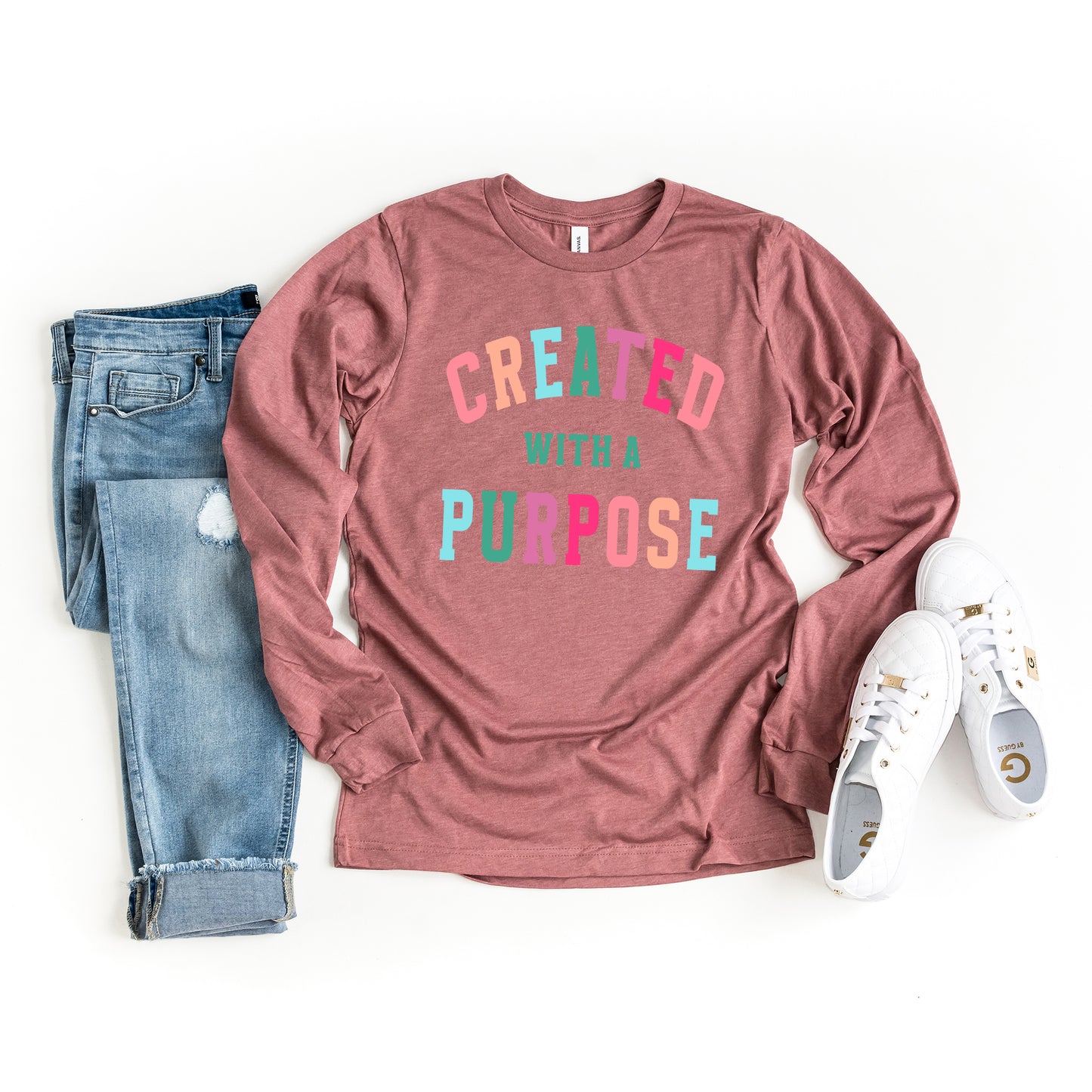 Created With A Purpose Colorful | Long Sleeve Crew Neck