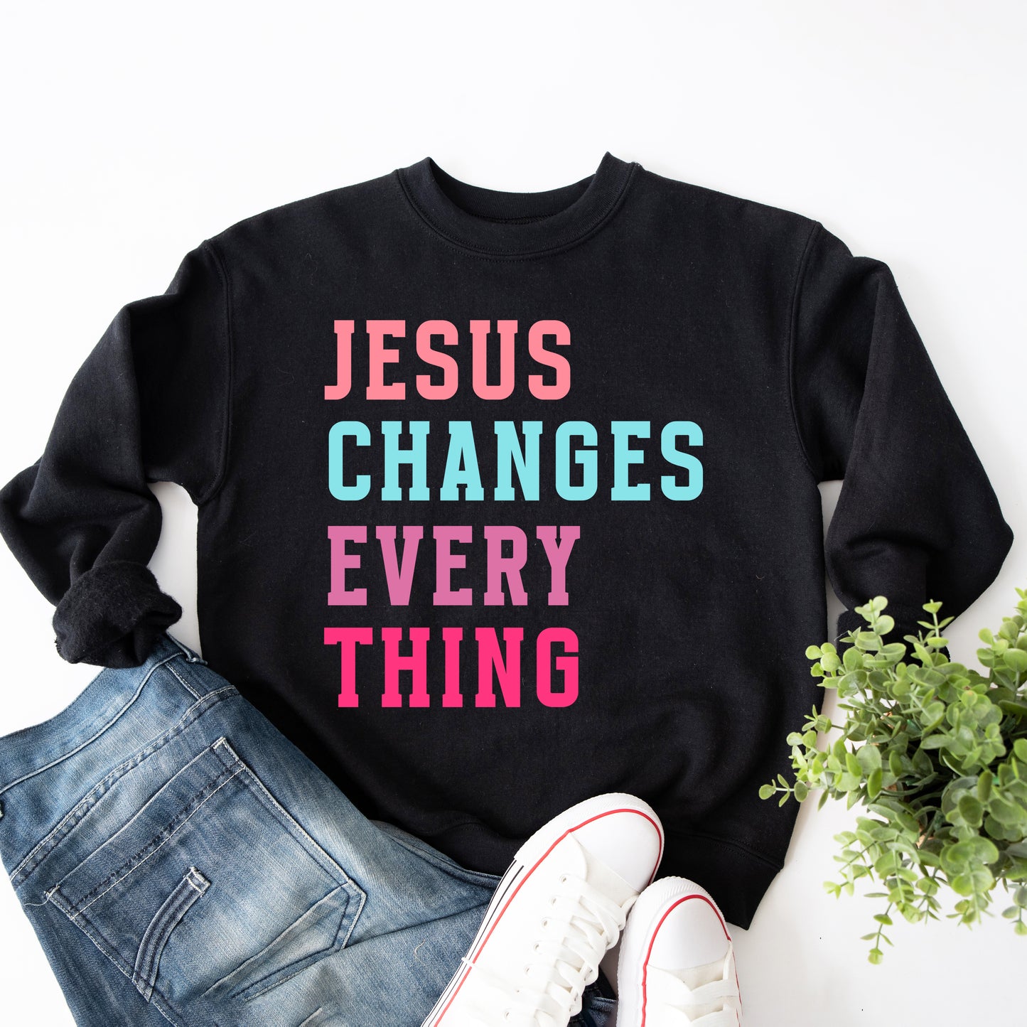 Jesus Changes Block Colorful | Graphic Sweatshirt