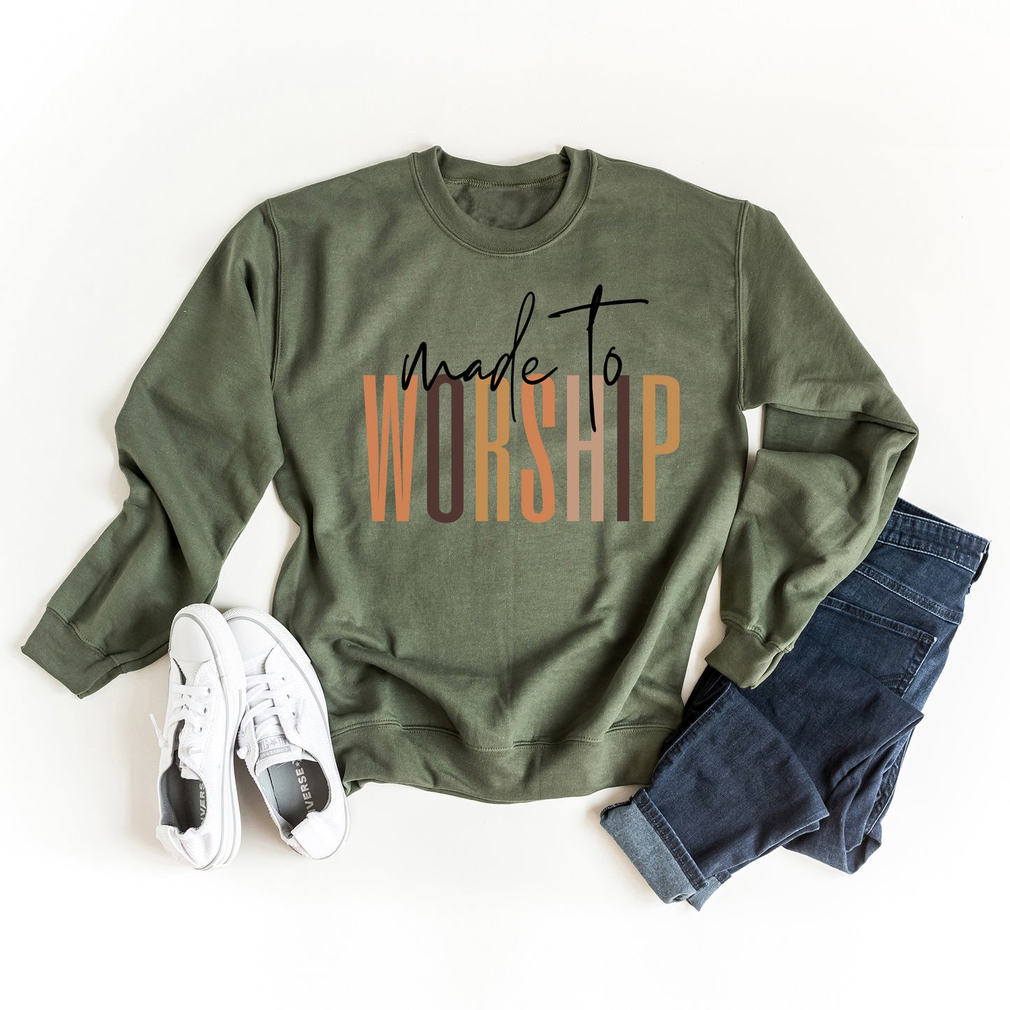 Made To Worship Cursive | Sweatshirt