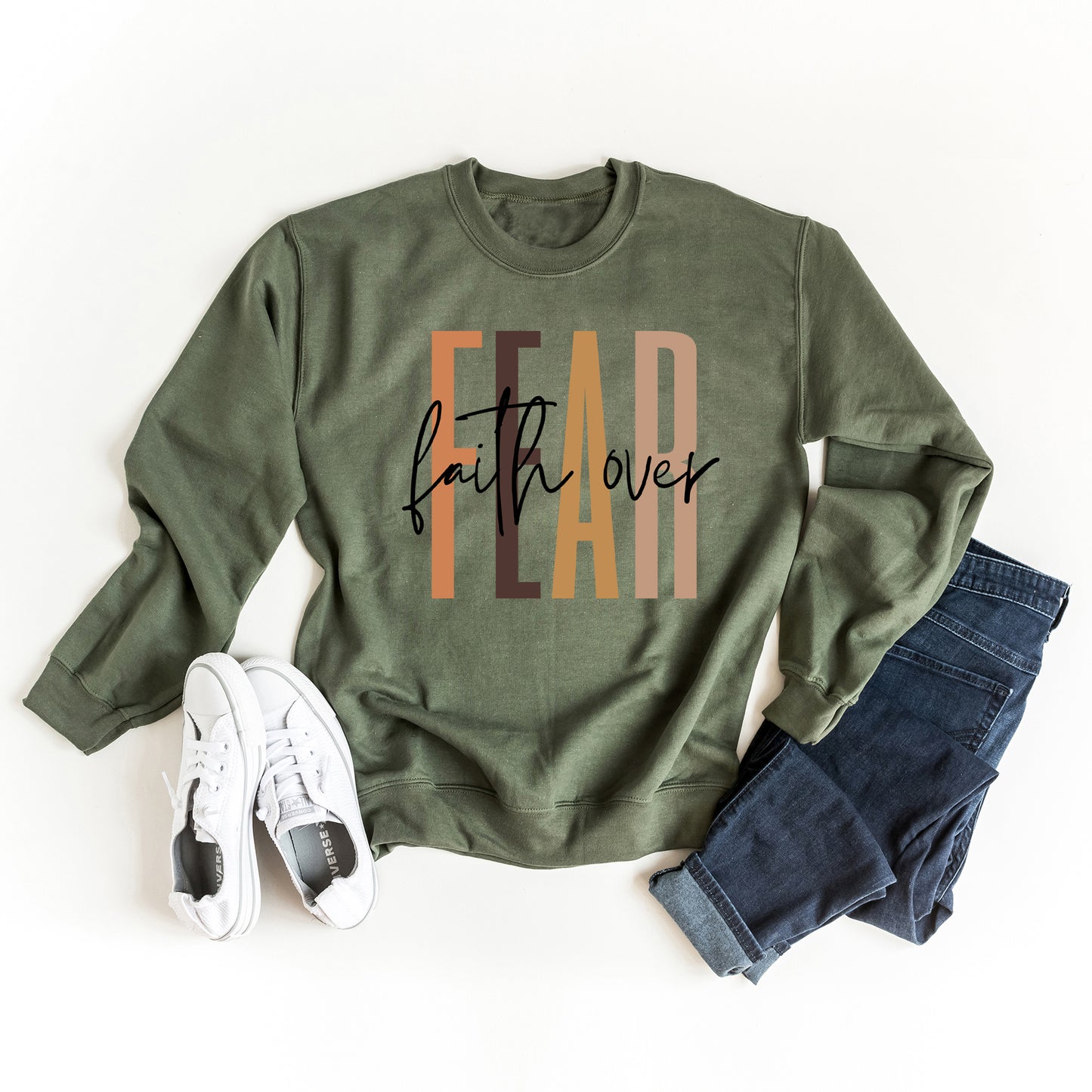 Faith Over Fear Cursive | Sweatshirt