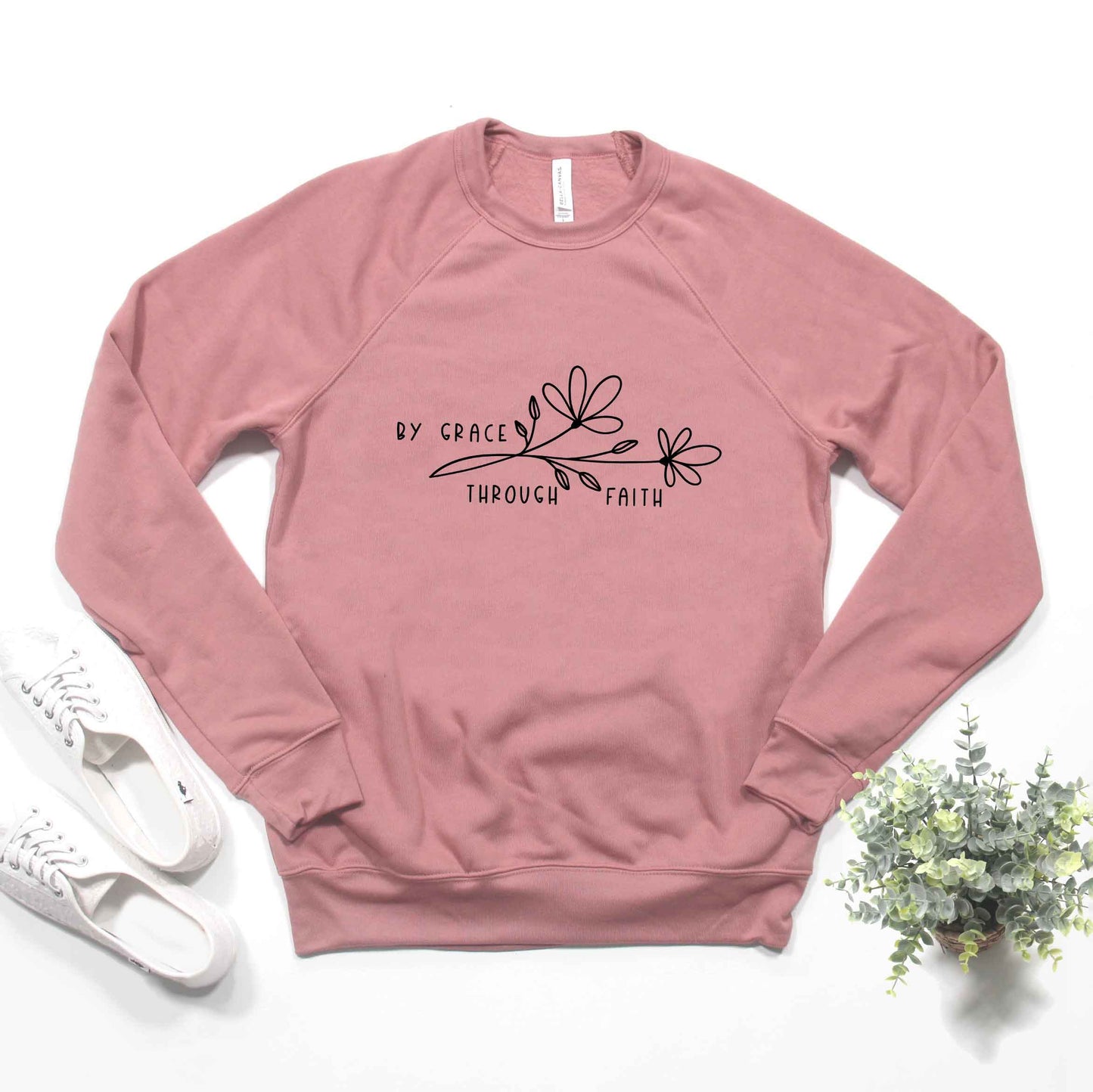 By Grace Through Faith Flowers | Bella Canvas Premium Sweatshirt