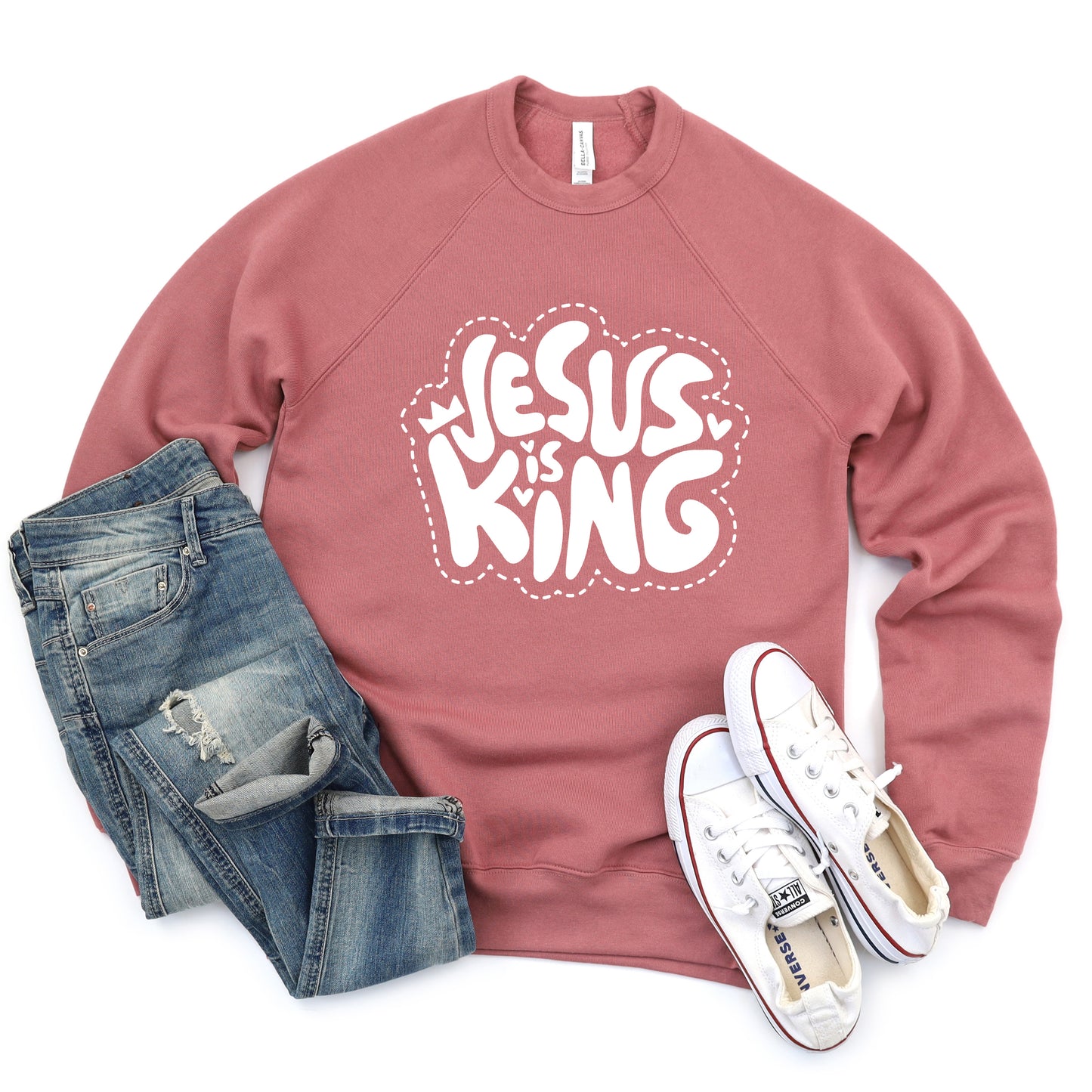 Jesus Is King Hearts | Bella Canvas Premium Sweatshirt
