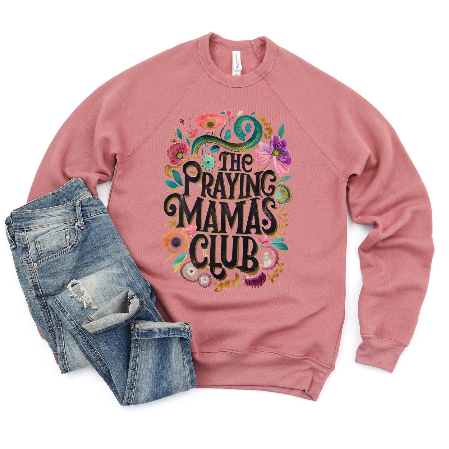 Praying Mama Club Floral | Bella Canvas Premium Sweatshirt