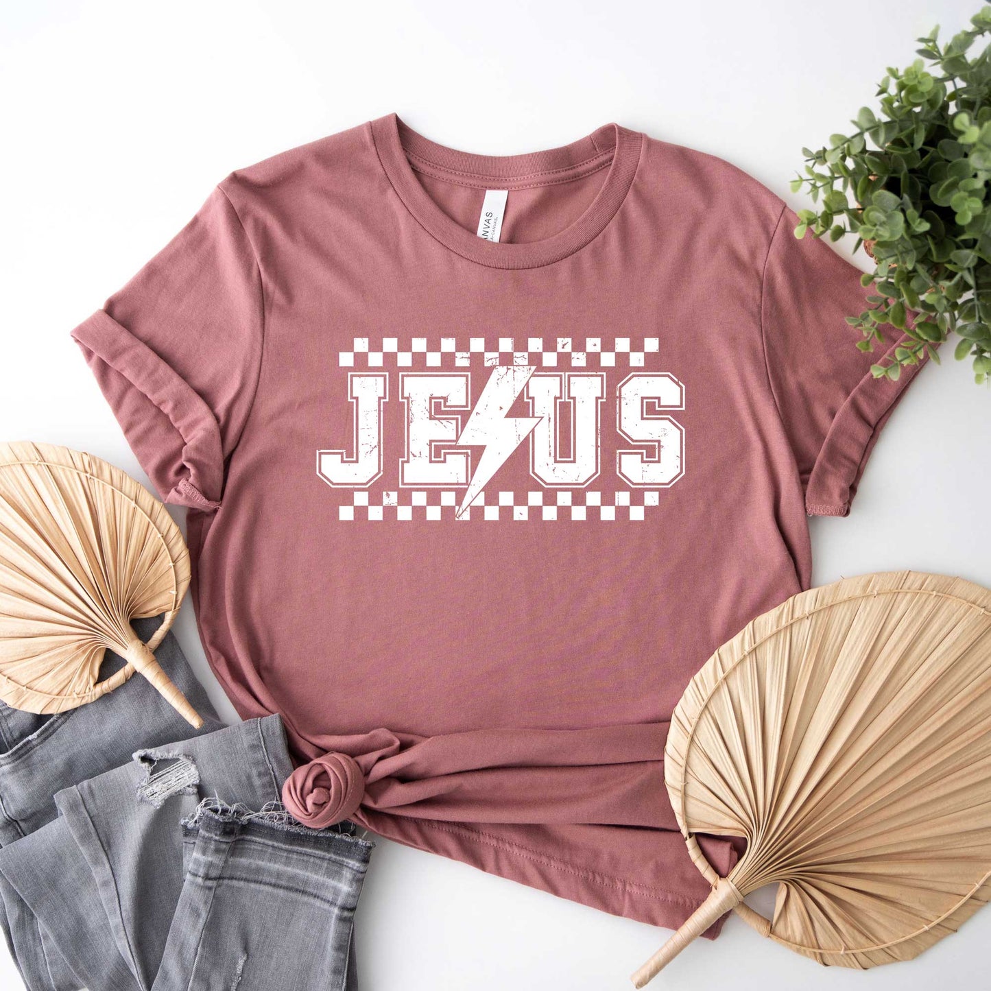 Jesus Checkered Bolt | Short Sleeve Crew Neck