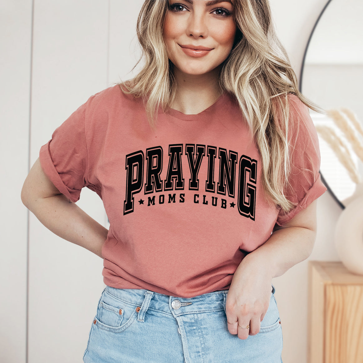 Praying Moms Club Varsity | Short Sleeve Crew Neck