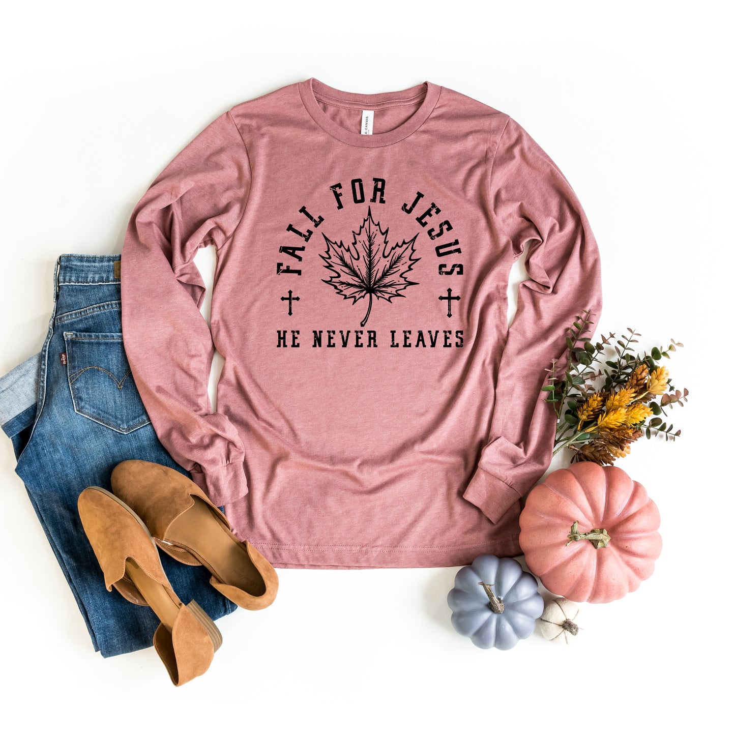 Fall For Jesus Leaf | Long Sleeve Crew Neck