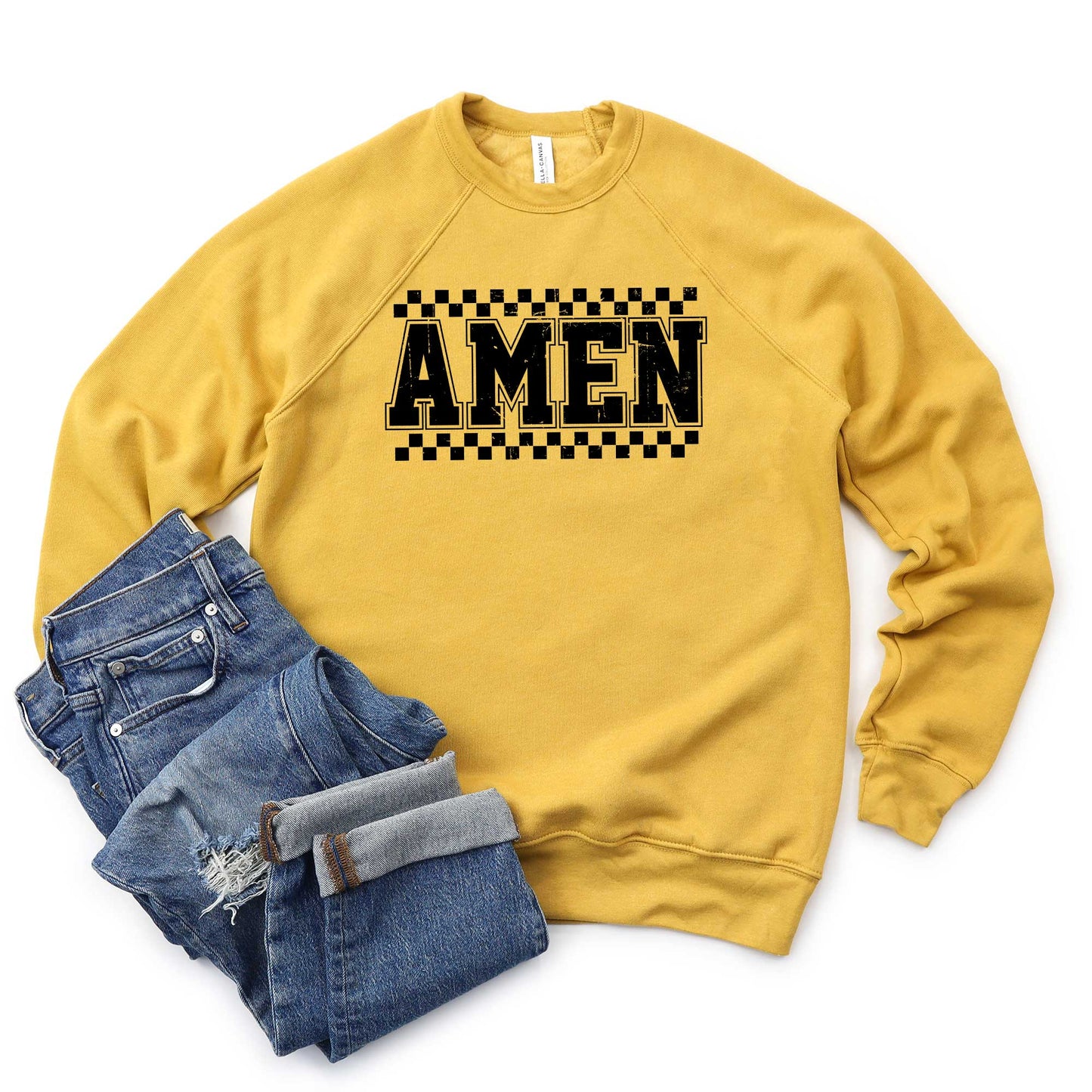 Amen Checkered | Bella Canvas Premium Sweatshirt