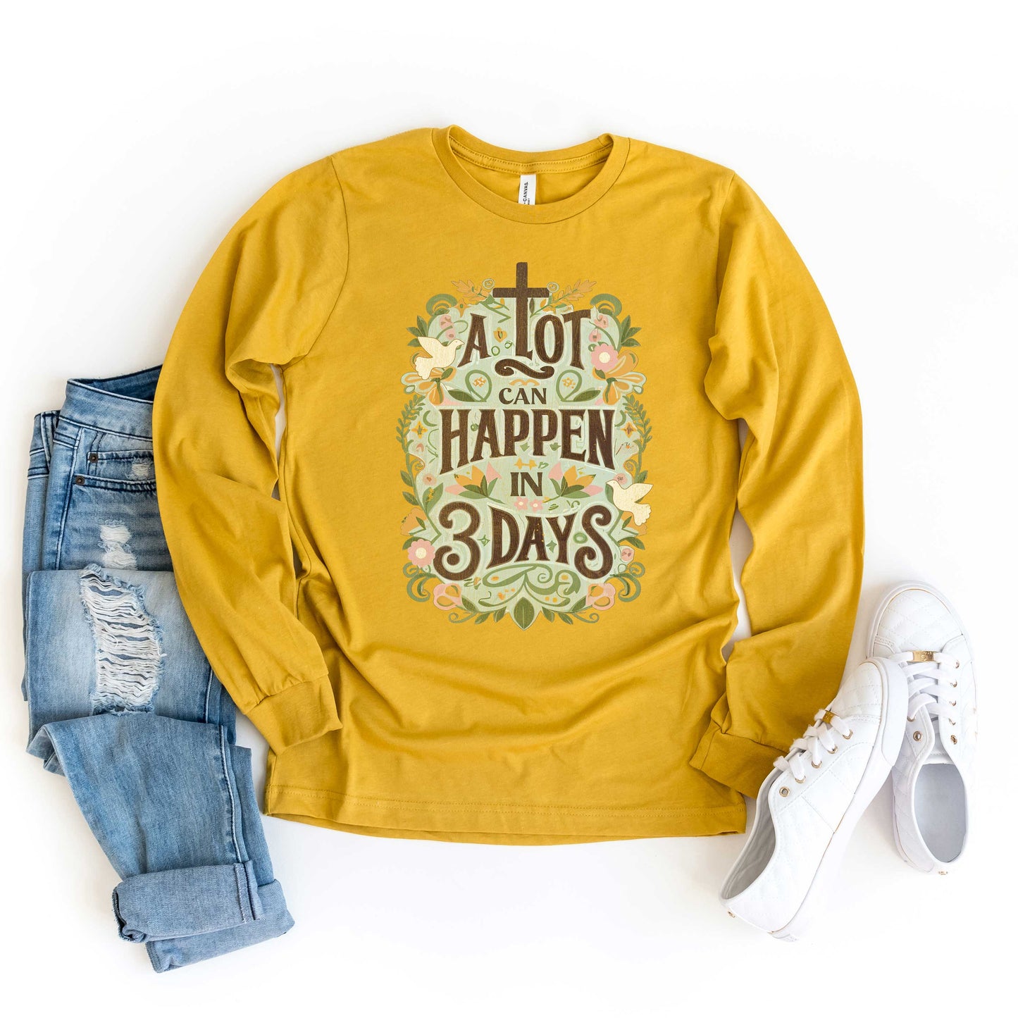 A Lot Can Happen In 3 Days Floral | Long Sleeve Crew Neck
