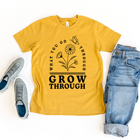 Grow Through What You Go Through Flowers | Youth Short Sleeve Crew