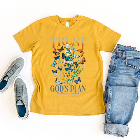 Trust God's Plans Butterflies Youth Short Sleeve Crew