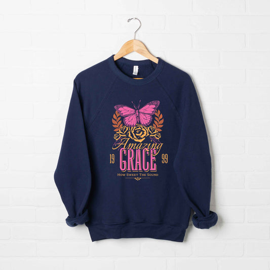 Amazing Grace Butterfly | Bella Canvas Premium Sweatshirt
