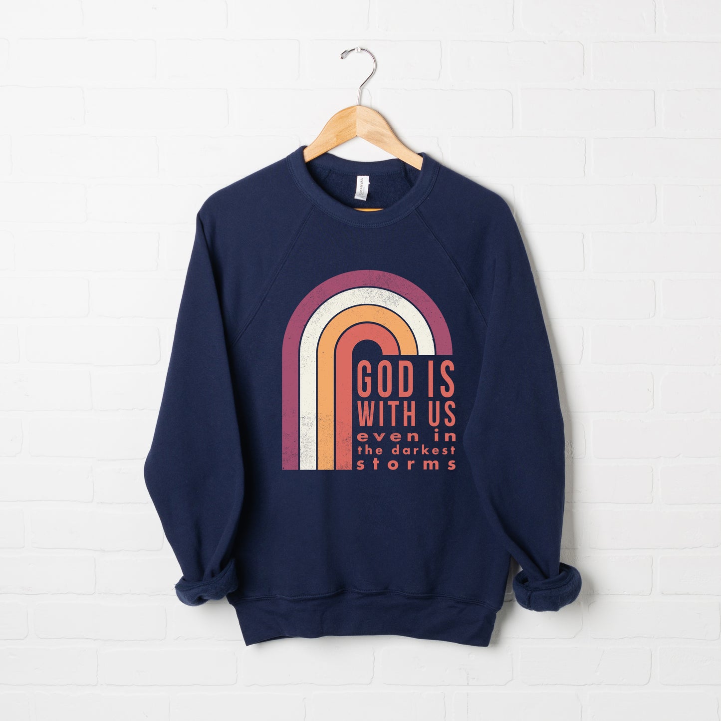 God Is With Us Rainbow | Bella Canvas Premium Sweatshirt